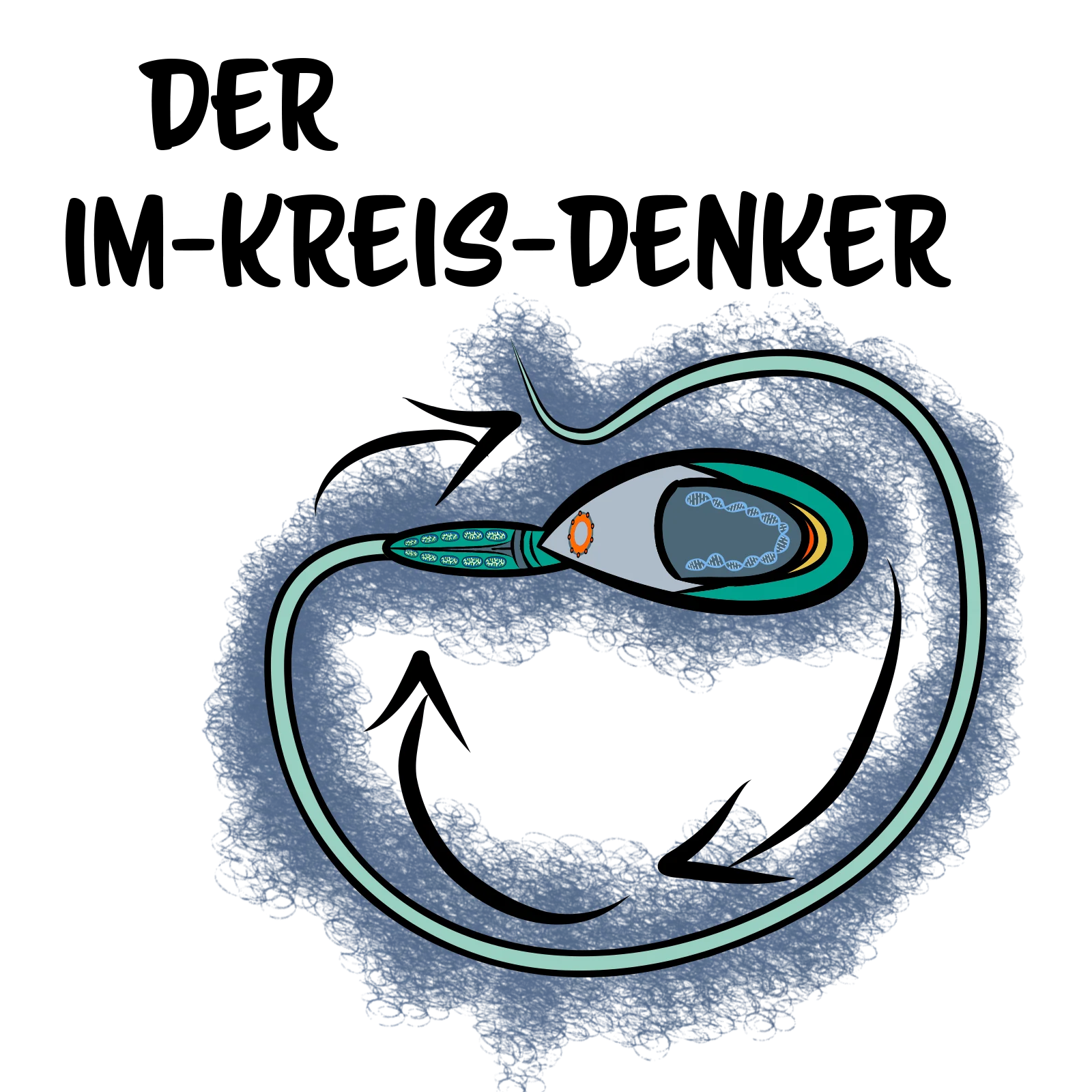 Illustration eines Spermiums, das sich im Kreis bewegt, zur Erklärung von Bewegungsmustern und Spermienqualität im Spermiogramm.